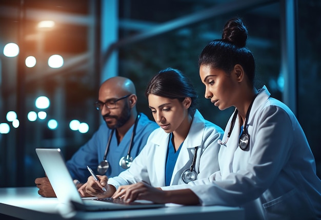 Photo portrait of medical staff team hospital staff male female doctors and medical staff