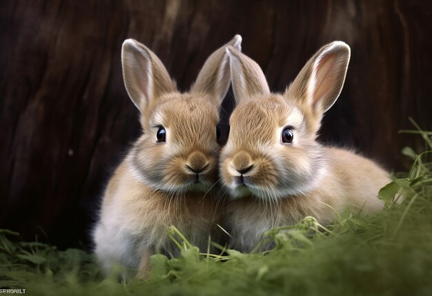 写真 自然の背景にある可愛い野生のウサギの写真
