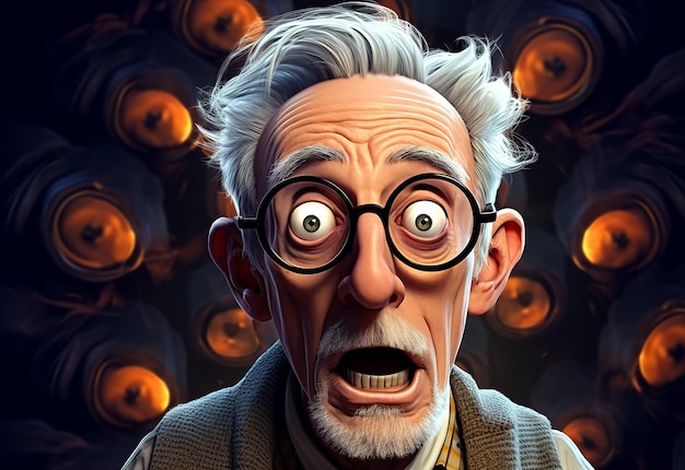 Photo photo portrait of old man surprise vector type image