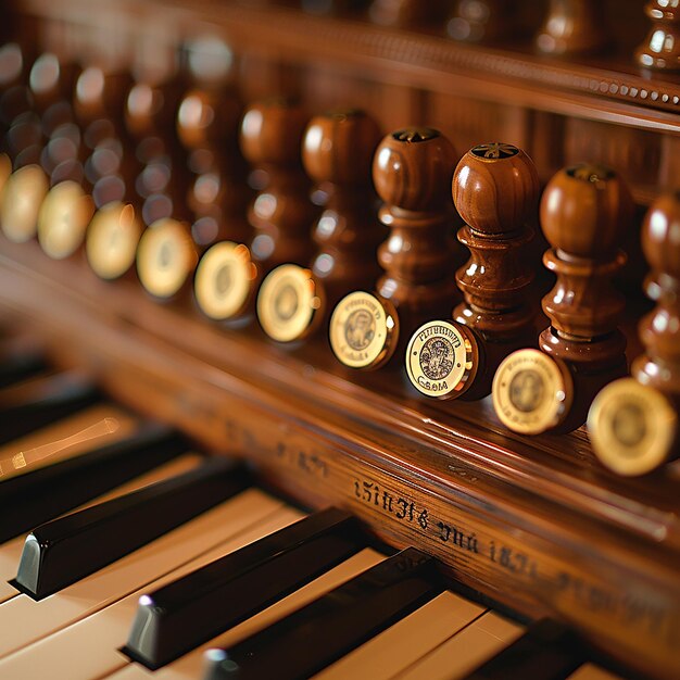 Photo portrait of pipe organ pipe part closeup