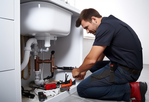 Photo photo portrait of plumber working