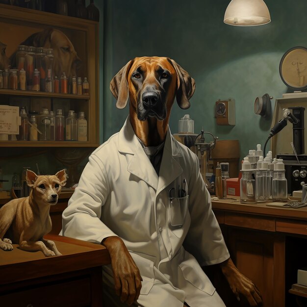 Photo portrait of a Rottweiler at the veterinarian