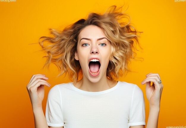 Photo photo portrait of screaming woman with aggression concept