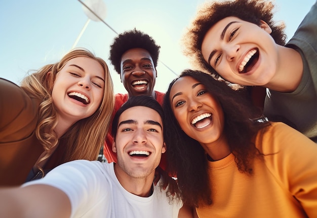 Photo photo portrait of teenagers together and having fun at summer time