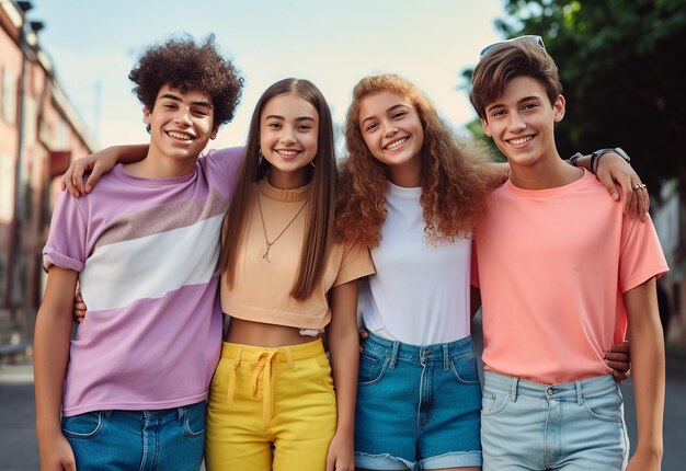 Photo photo portrait of teenagers together and having fun at summer time