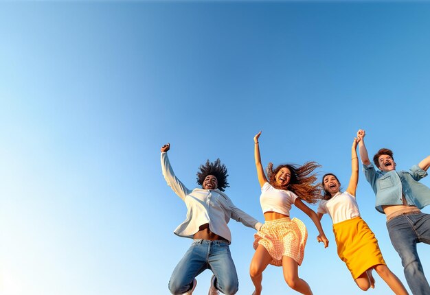 Photo photo portrait of teenagers together and having fun at summer time