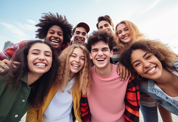 Foto ritratto fotografico di adolescenti che si divertono insieme in estate