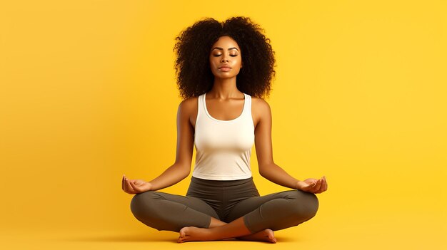 Photo portrait of woman doing yoga outdoors