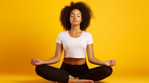 Photo portrait of woman doing yoga outdoors