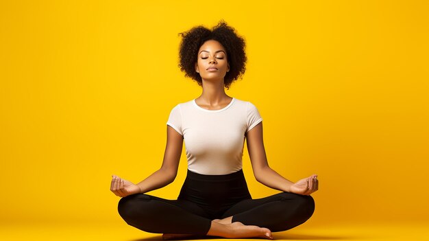 Photo portrait of woman doing yoga outdoors