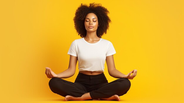 Photo portrait of woman doing yoga outdoors