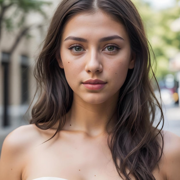 Photo portrait of young beautiful female woman model face