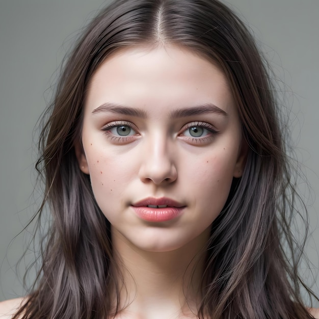 Photo portrait of young beautiful female woman model face