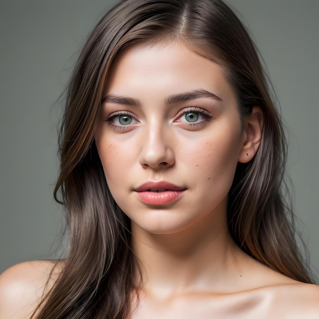 Photo portrait of young beautiful female woman model face