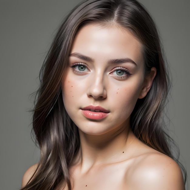 Photo portrait of young beautiful female woman model face