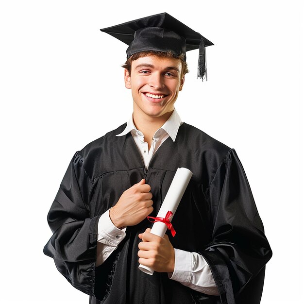 Photo photo portrait of a young male student man boy wearing a graduation cap and gown