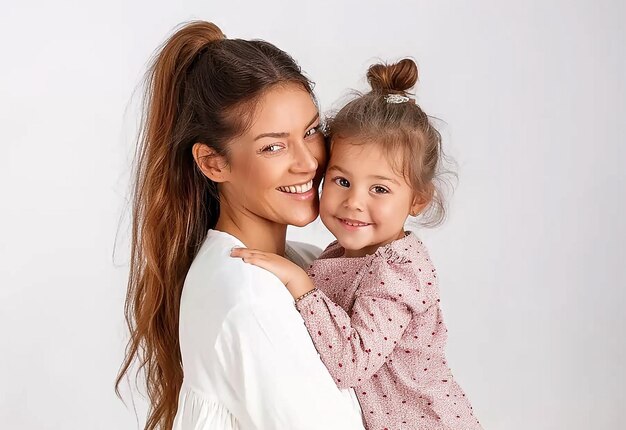 Photo photo portrait of young mom mother holding her baby with lovely smile