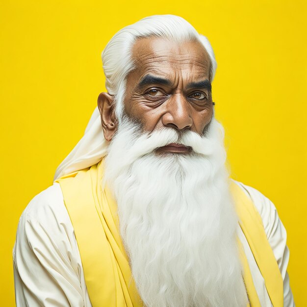 Photo a poster of a man with a white beard and background