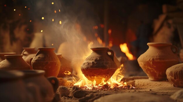 Photo a photo of a pottery kiln firing ceramics