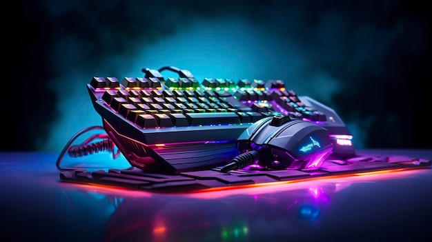 A photo of a powerful gaming mouse and keyboard