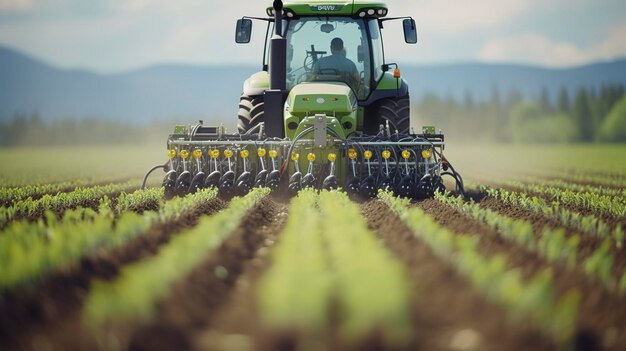 Photo a photo of a precision seeder planting crops