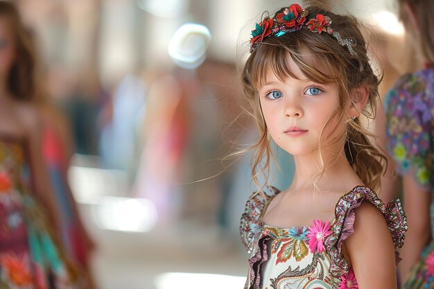 Photo photo of a pretty child girl fashion