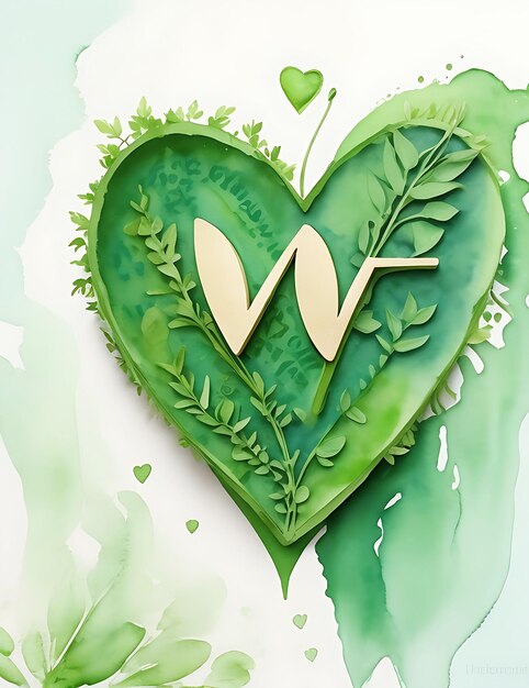 Photo pretty green heart illustration with isolated background generator Ai