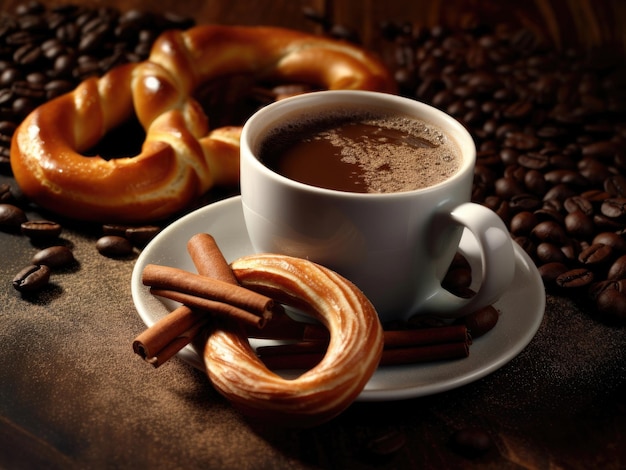 Photo of pretzel with coffee