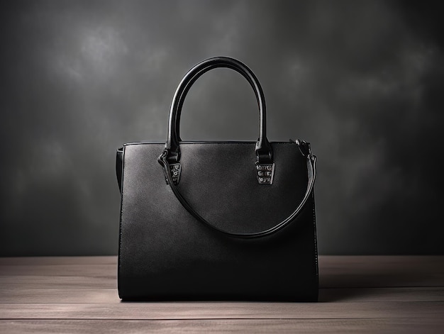 Photo product of beautiful and simple fashion black handbag studio photo