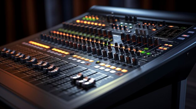 A photo of a professional audio mixing console