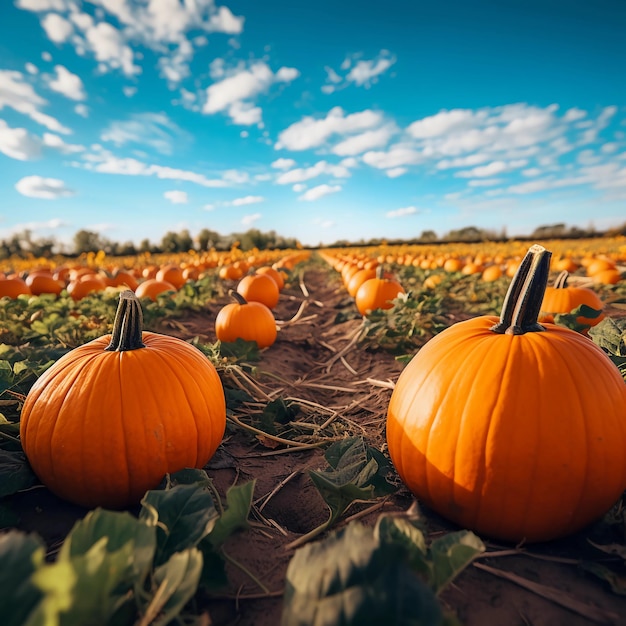 photo of a pumpkin field