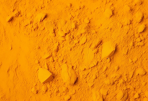 Photo of pure turmeric powder bowl with turmeric roots