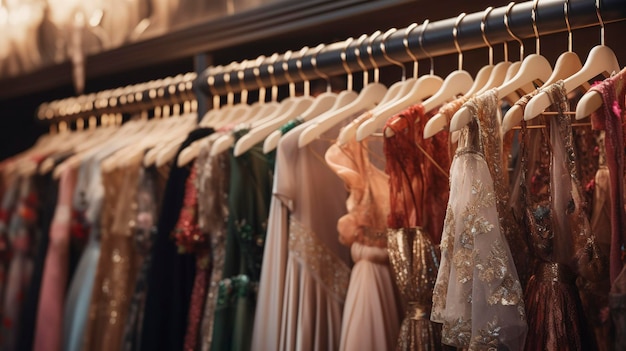 A photo of a rack of vintageinspired dresses