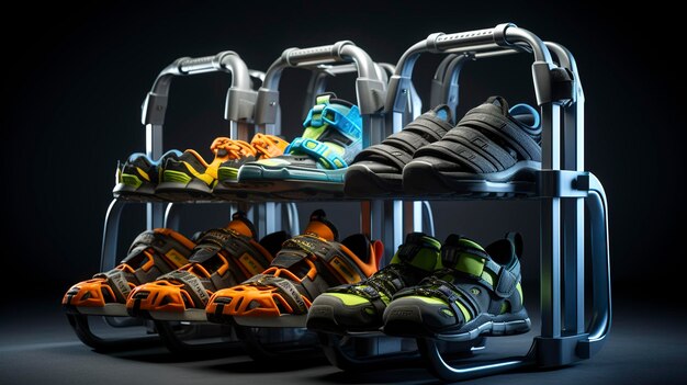 A photo of a rack with a range of sports sandals