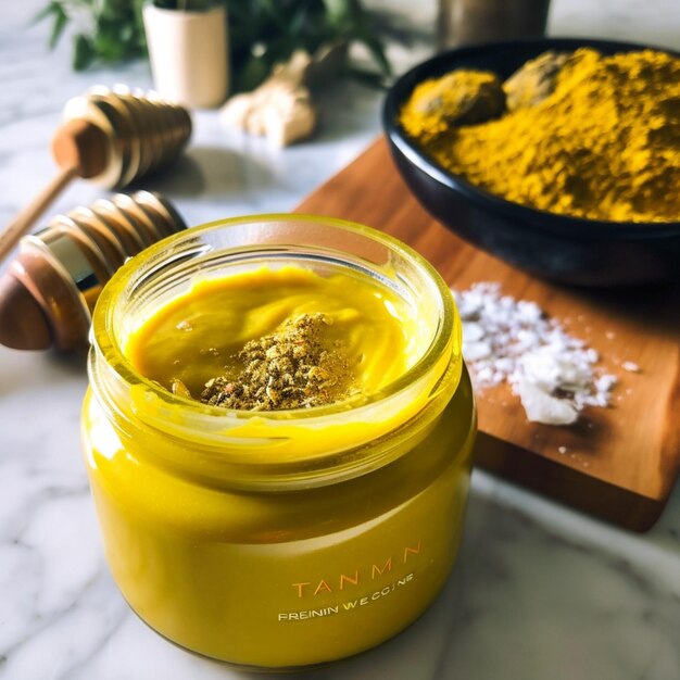 Premium AI Image Photo of Radianceboosting turmeric face mask