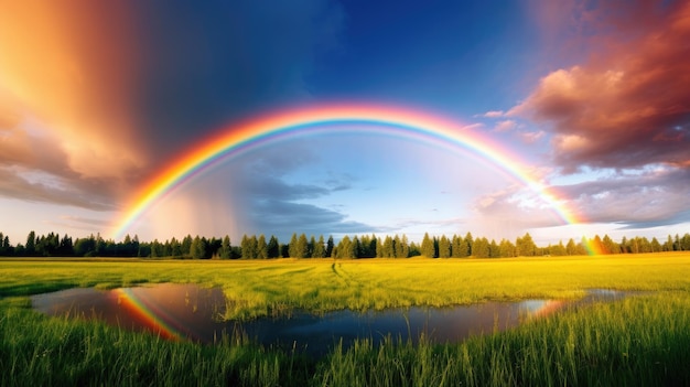 Foto una foto di un doppio arcobaleno