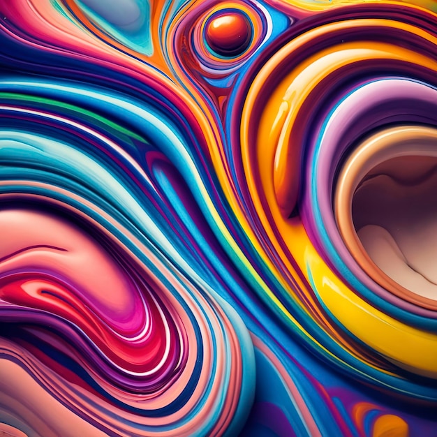 Photo of rainbow streams of paint in water Dynamic drawing of ink flow Curls and swirls of liquids Abstract bright pattern