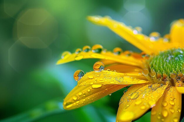 Photo photo of raindrops on a sunflower