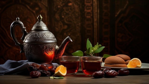 Photo Ramadan Composition with tea