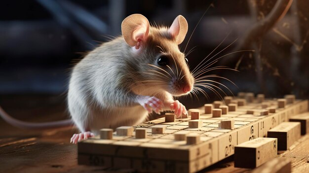 A photo of a rat demonstrating intelligence