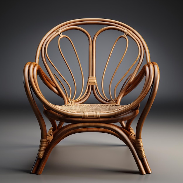Photo of rattan chair with isolated backgrou