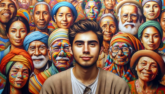 Photo real as Cultural Tapestry Celebrating cultural diversity through vibrant portraits of people f