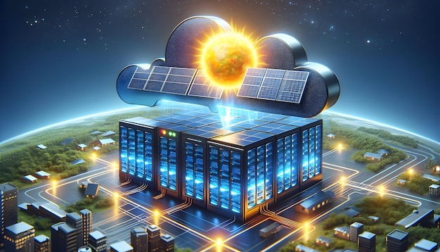 Photo real as Solar Powered Servers Harness the sun power for your cloud needs with solar powered se