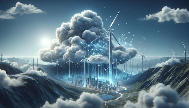 Photo real as Wind Driven Data Let wind energy propel your cloud operations with wind driven data so