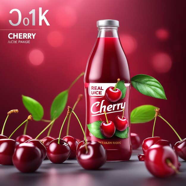 Photo photo real cherry juice package