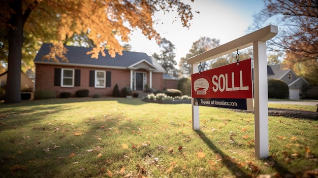 Photo a photo of a real estate sign and sold house