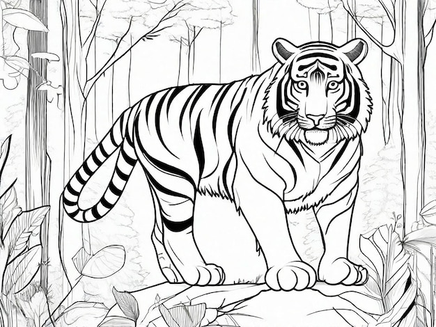 森の真の水彩の虎の写真 背景