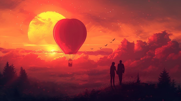 Photo realistic of A Cozy Steampunk style Hot air Balloon