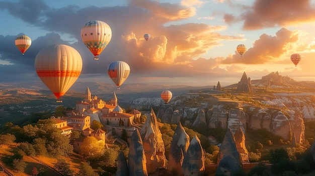 Photo realistic of A Cozy Steampunk style Hot air Balloon