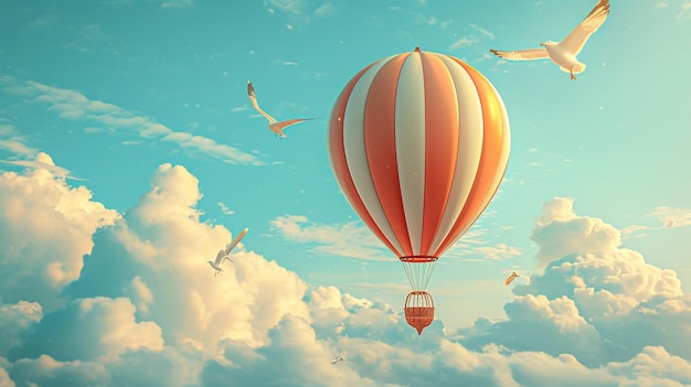 Photo realistic of A Cozy Steampunk style Hot air Balloon